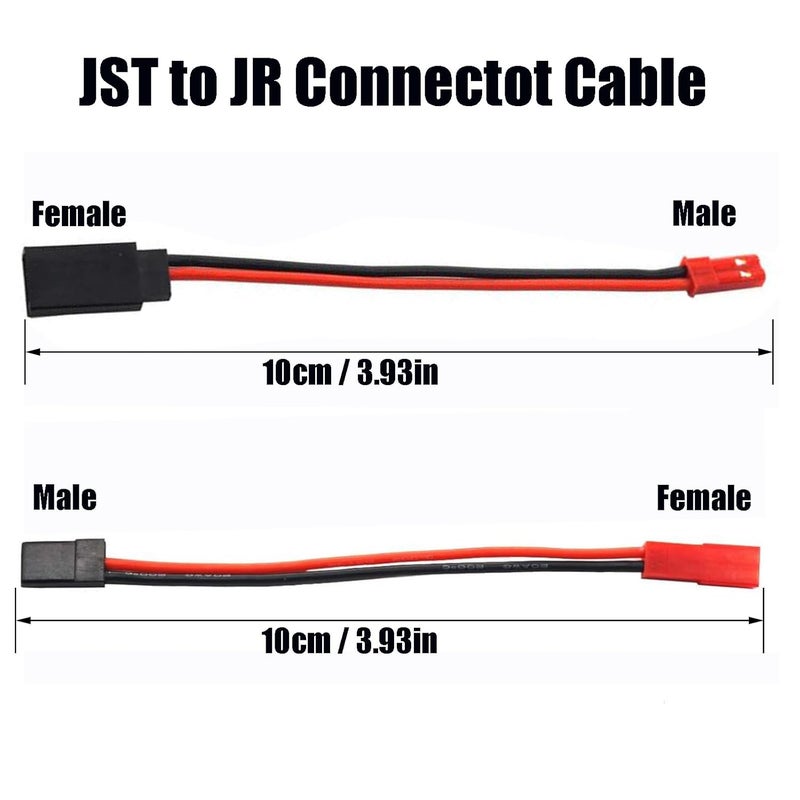 AEDIKO 5 Pairs JST Plug to JR Connector Male Female Cable 10cm Servo Adapter Wire for RC Plane Helicopter Car (JST to JR-10pcs) - Image 2